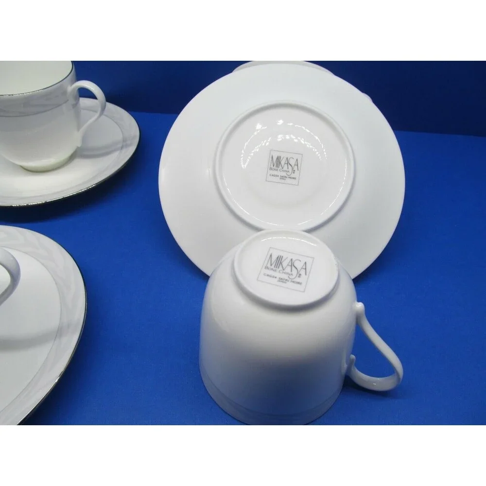 Mikasa Satin Moire Cups And Saucers 4 sets  Produced 1988-89